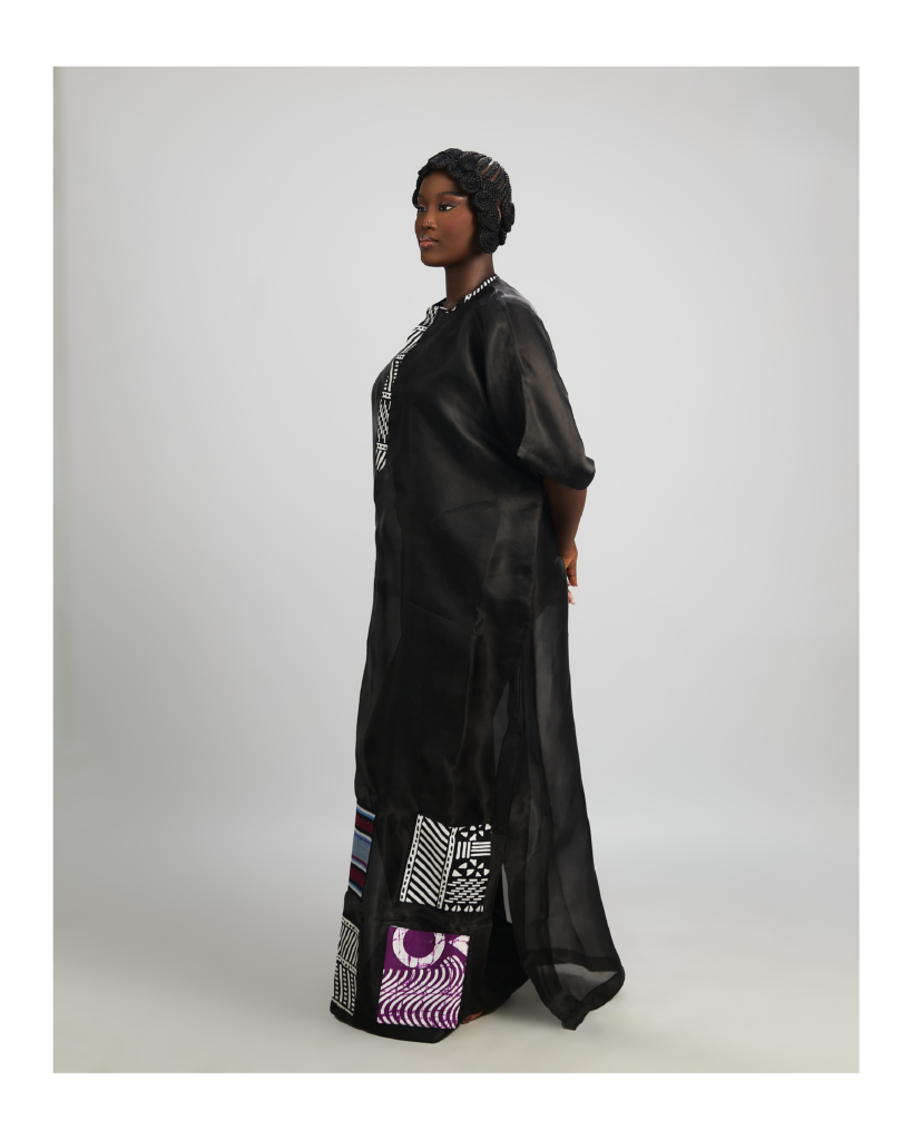 ladies\female kaftan with inner designed with aso oke