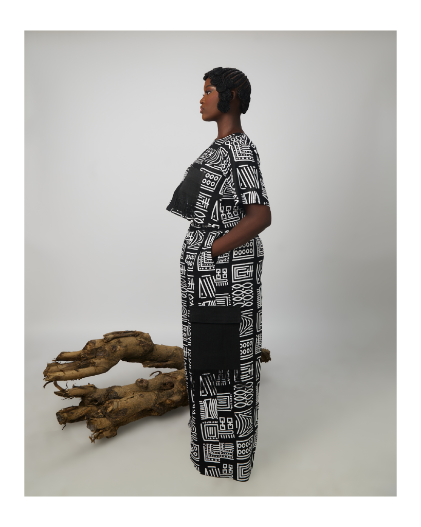 female/ladies crop top and long pants with africa prints