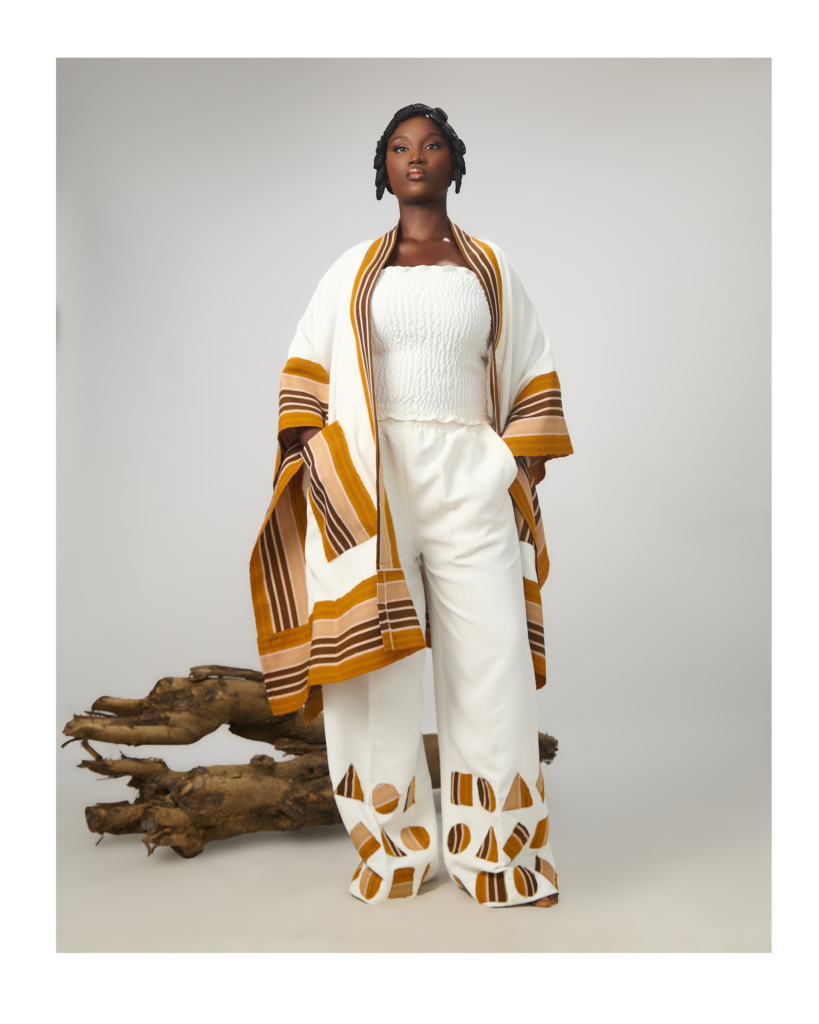 female\ladies kimono and pant trouser with aso oke