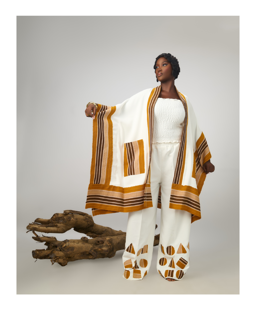 female\ladies kimono and pant trouser with aso oke
