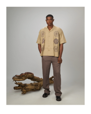 male africa prints shirt and trousers